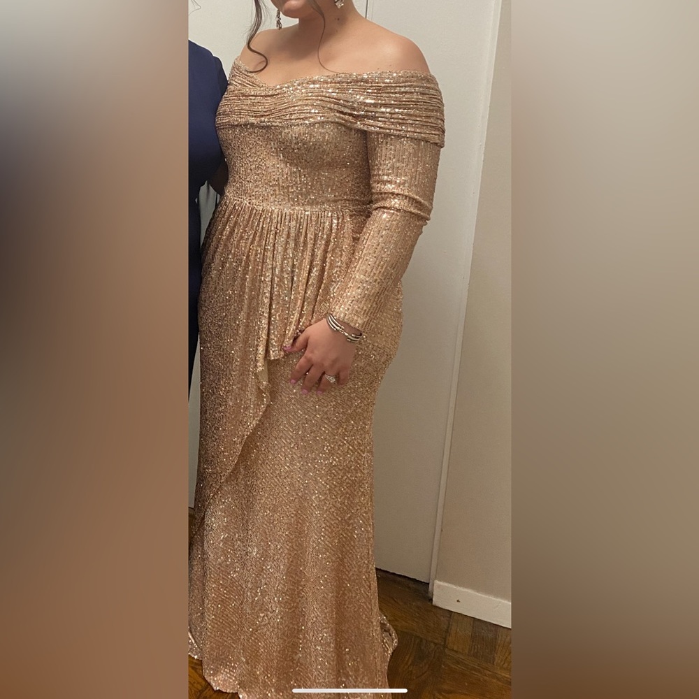 Beautiful beaded gown off the shoulder long sleeve